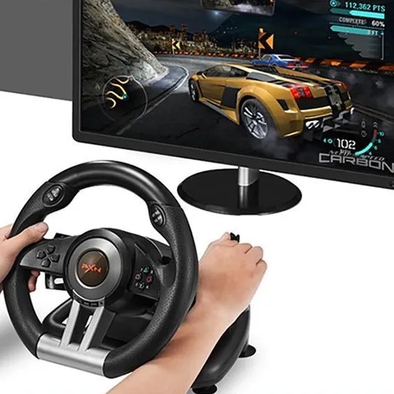 180° Universal Gaming Race Steering Wheel with Shifter & Pedals for PS3 / 4 / PC / Xbox One / Switch