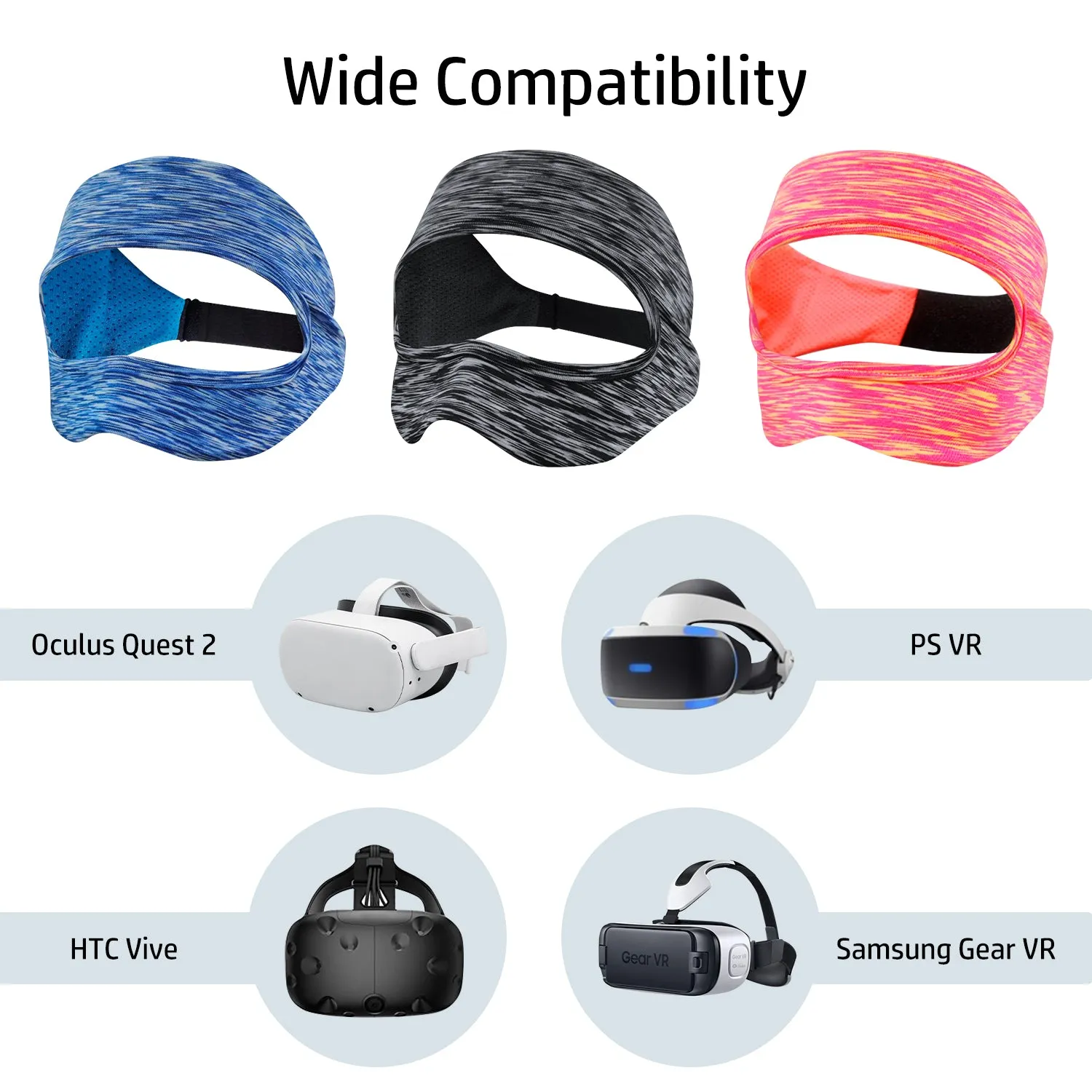 3 Pieces Universal Adjustable Eye Mask for Oculus Quest 2/HTC Vive/PS/Samsung Gear VR/Quest 3