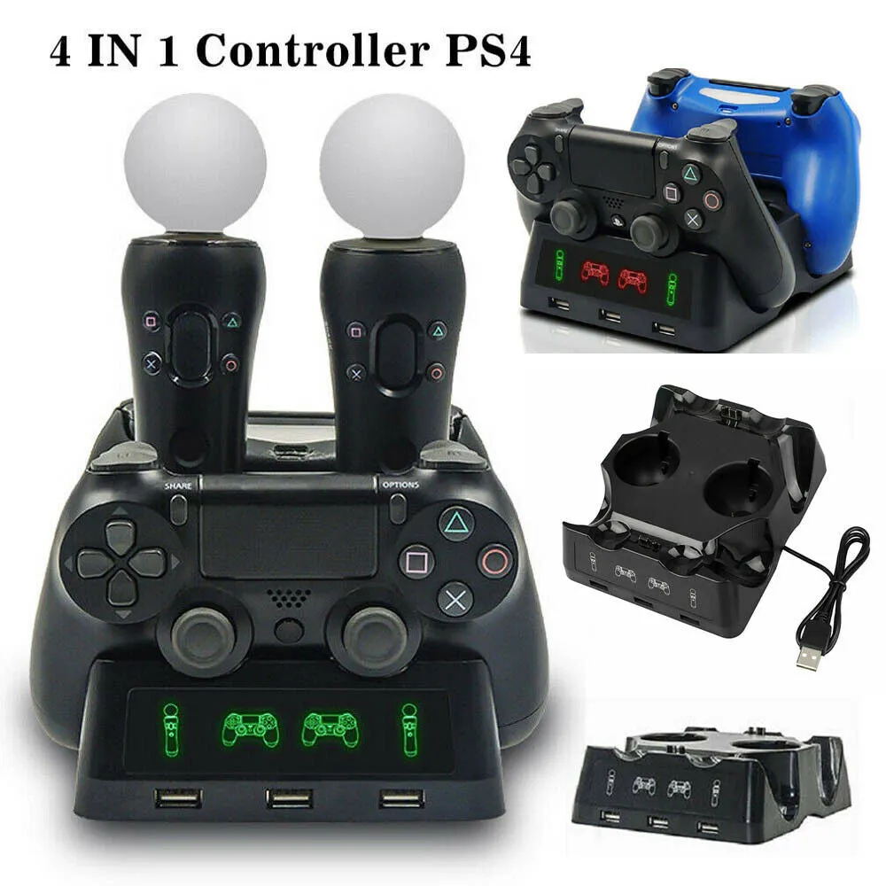 4-in-1 Charger Charging Dock Holder Mount Station For PS4/PS/VR Move Controller