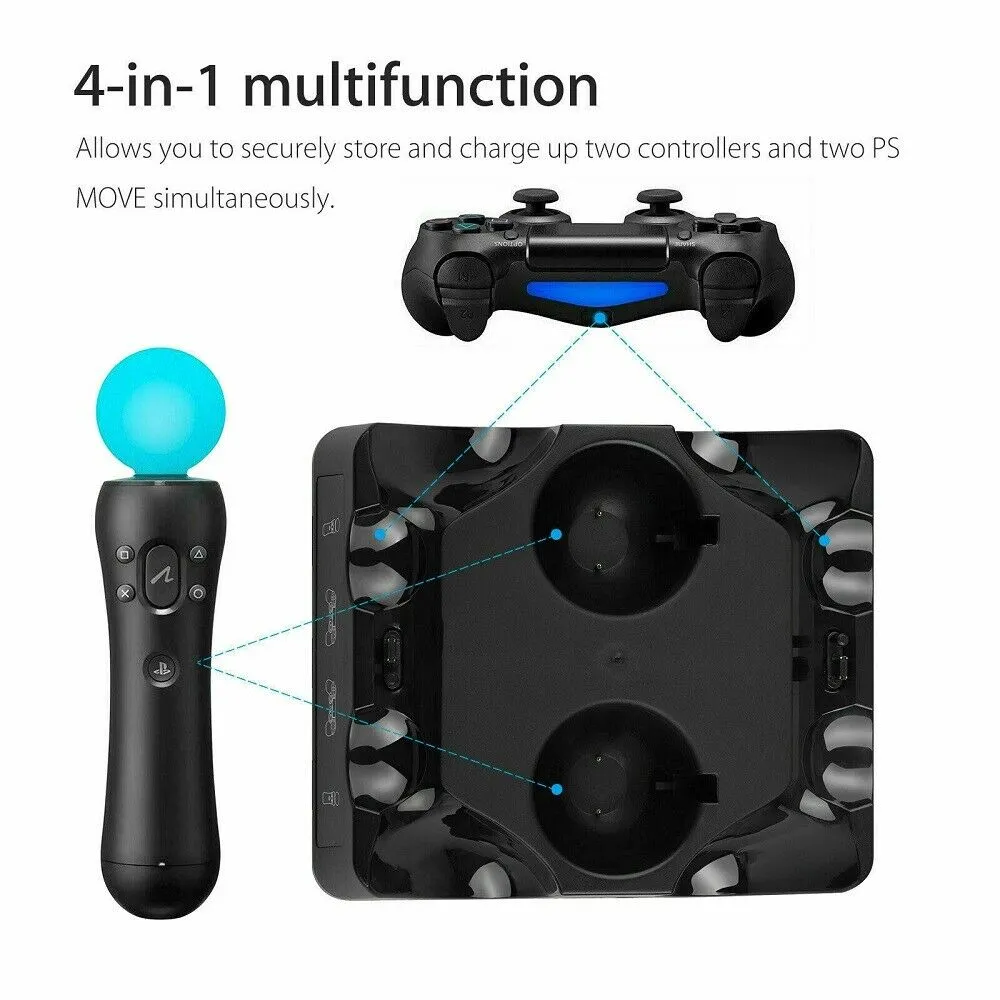 4-in-1 Charger Charging Dock Holder Mount Station For PS4/PS/VR Move Controller