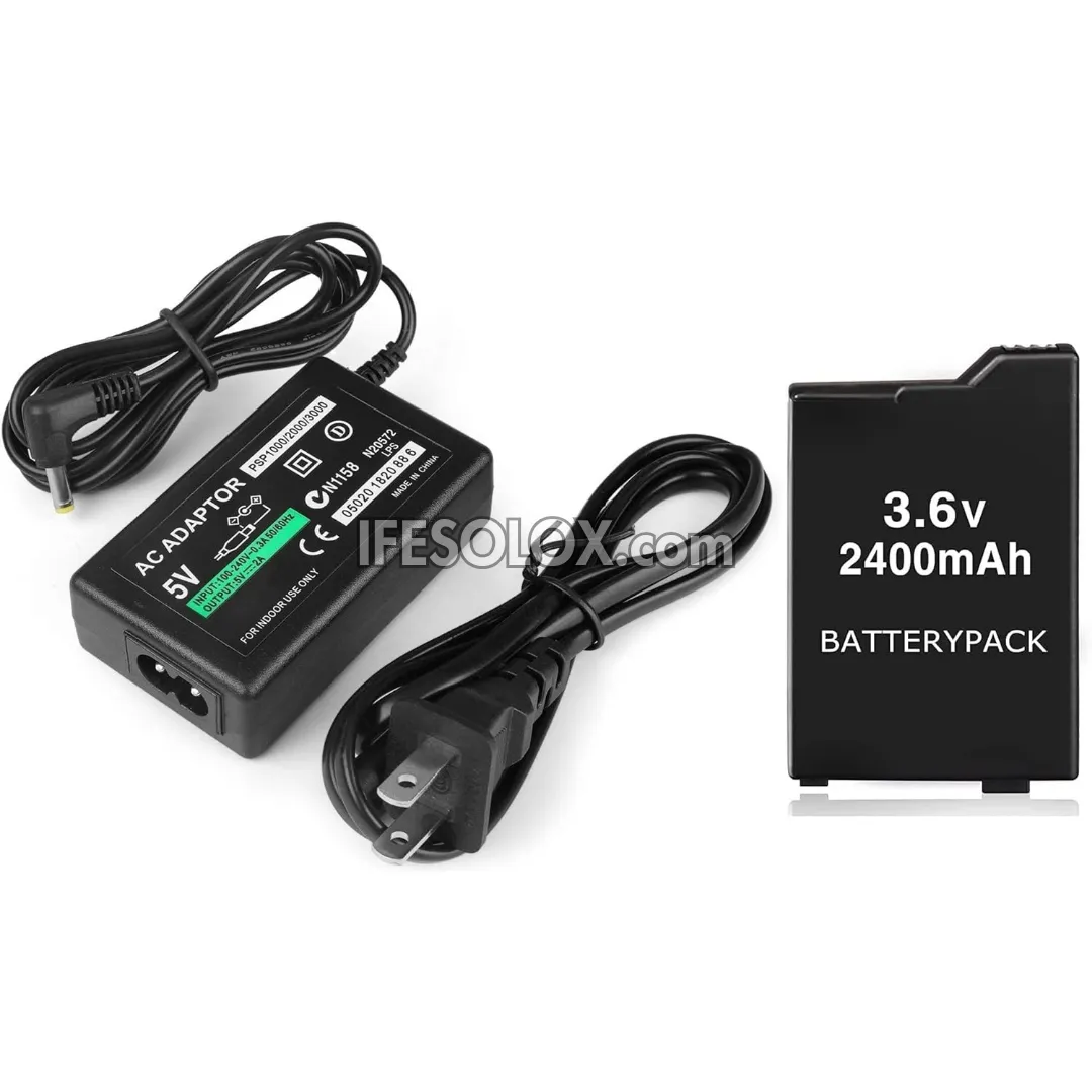 AC Adapter Power Charger and PSP Battery for Sony PSP 2000 and PSP 3000 - Brand New