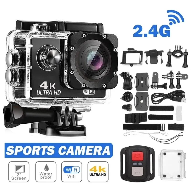 Action Camera Ultra HD 4K/30fps Wi Fi 2.0-inch 170D Underwater Waterproof Helmet Video Recording Cameras Sport Cam