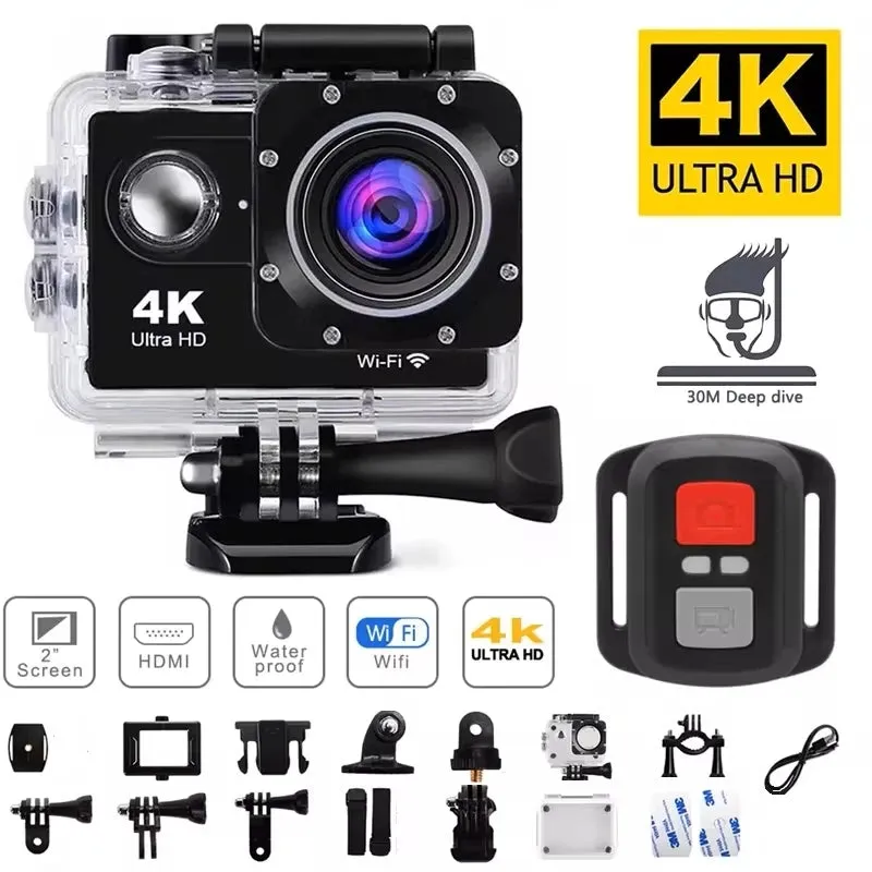 Action Camera Ultra HD 4K/30fps Wi Fi 2.0-inch 170D Underwater Waterproof Helmet Video Recording Cameras Sport Cam