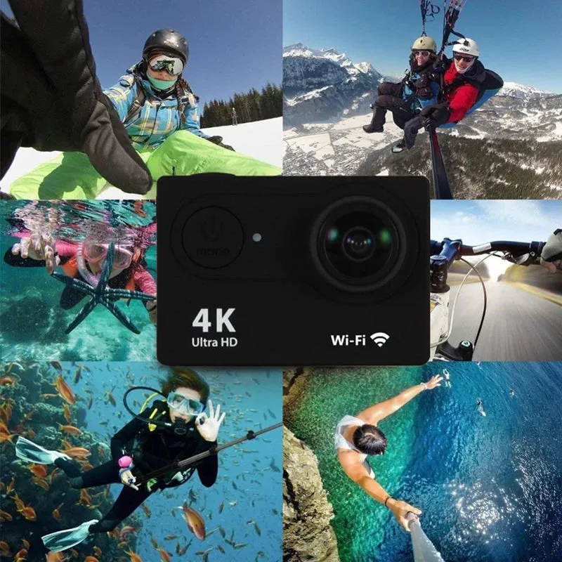 Action Camera Ultra HD 4K/30fps Wi Fi 2.0-inch 170D Underwater Waterproof Helmet Video Recording Cameras Sport Cam