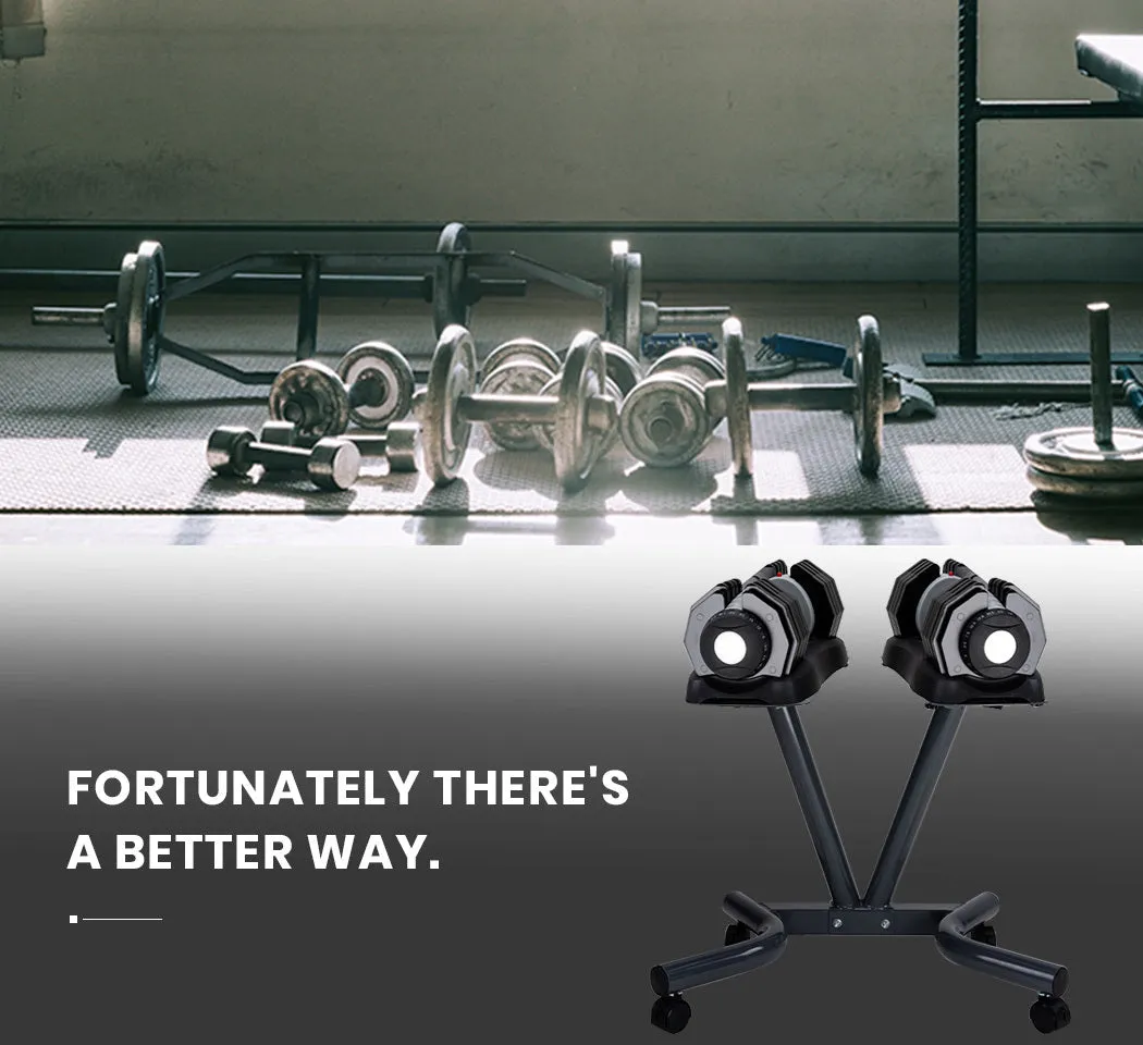 Adjustable 25kg Steel Dumbbells Set with Stand - Ativafit