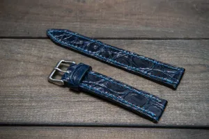 Alligator watch strap, Night Blue, handmade in Finland