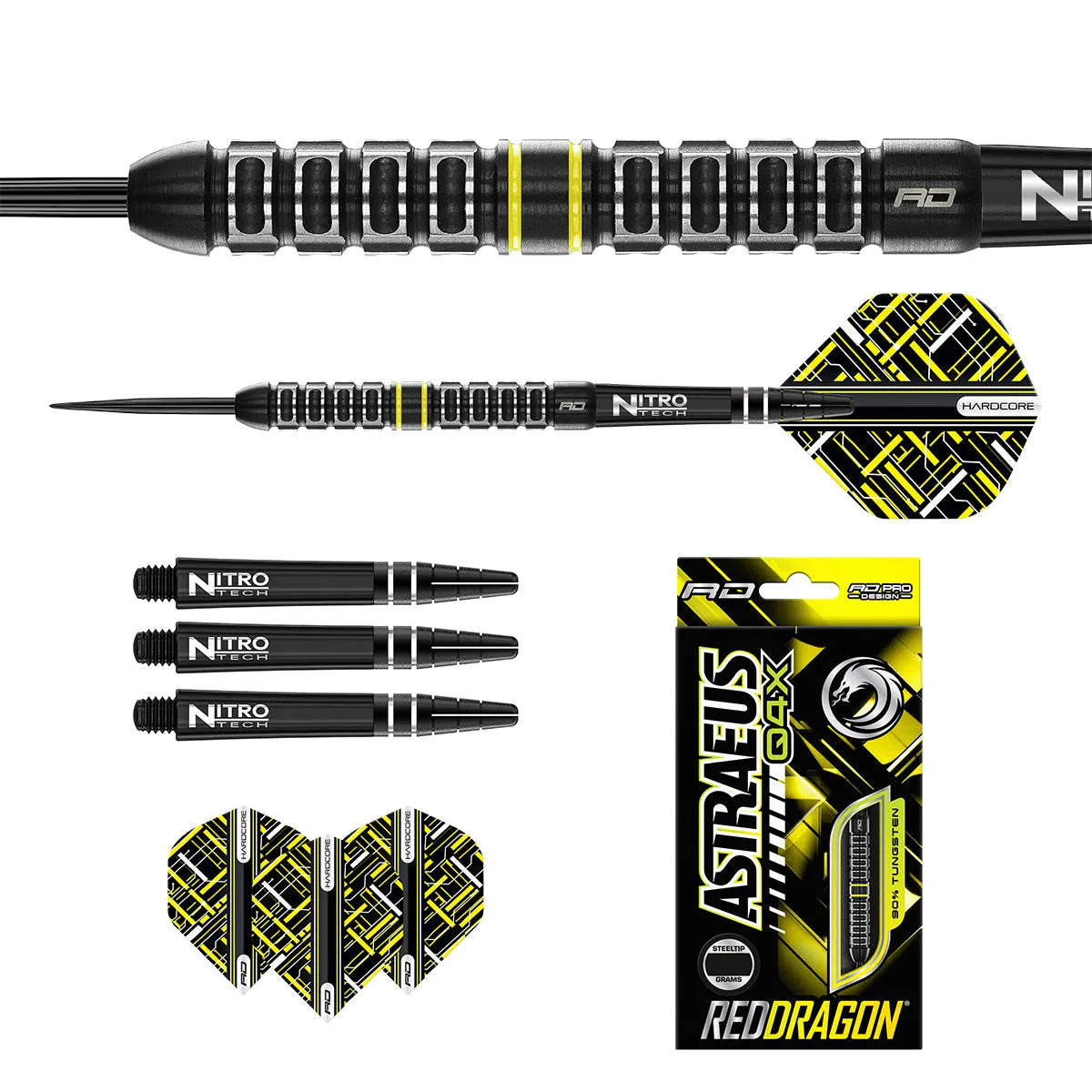 Astraeus Q4X Parallel 90% Tungsten Steel Tip Darts by Red Dragon