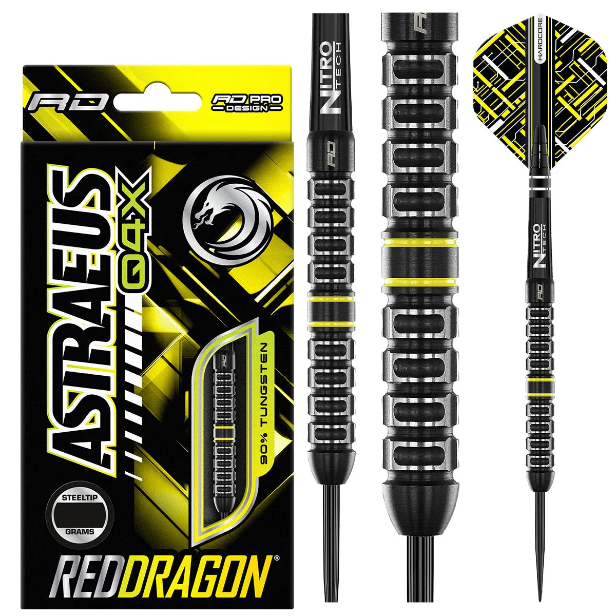 Astraeus Q4X Parallel 90% Tungsten Steel Tip Darts by Red Dragon