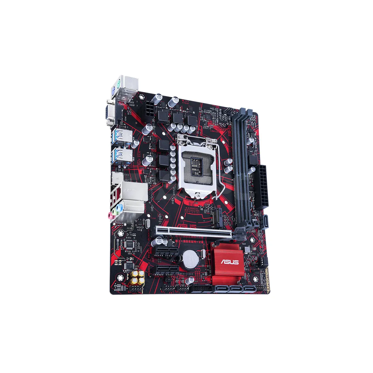 ASUS EX-B365M-V5   Intel B365 LGA 1151 mATX motherboard feature with luminous anti-moisture coating, SafeSlot Core , USBGuard, LANGuard, DDR4 2666MHz, HDMI, D-Sub, SATA 6Gbps and USB 3.2 Gen 1, and 8-pin power connector Motherboard