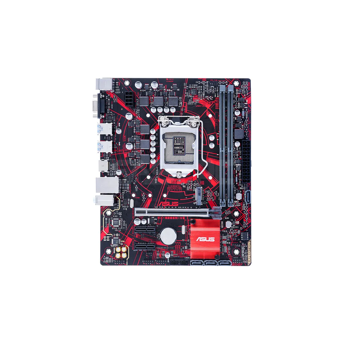 ASUS EX-B365M-V5   Intel B365 LGA 1151 mATX motherboard feature with luminous anti-moisture coating, SafeSlot Core , USBGuard, LANGuard, DDR4 2666MHz, HDMI, D-Sub, SATA 6Gbps and USB 3.2 Gen 1, and 8-pin power connector Motherboard