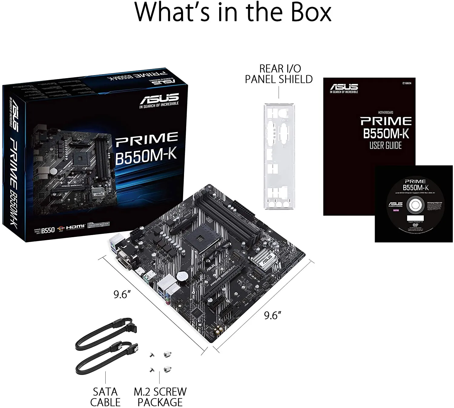 Asus Prime B550M-K AMD Motherboard, AMD B550, AM4, Micro ATX, DDR4, HDMI, PCIe4