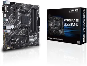 Asus Prime B550M-K AMD Motherboard, AMD B550, AM4, Micro ATX, DDR4, HDMI, PCIe4