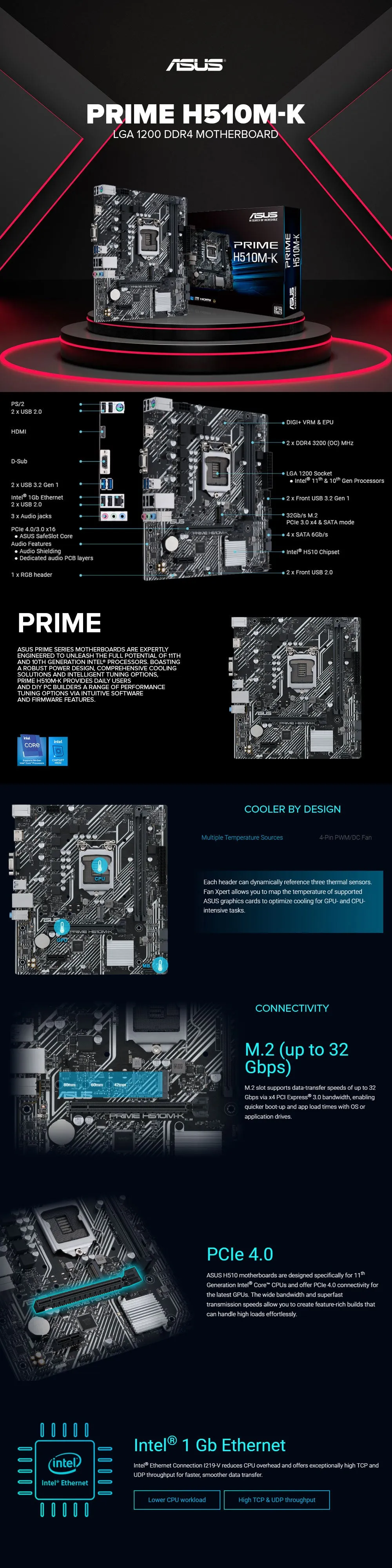 ASUS prime H510M-K LGA 1200 ddr4 Motherboard