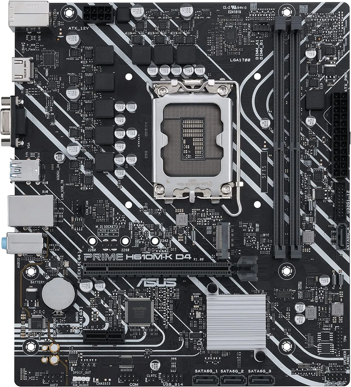 Asus PRIME H610M-K D4 Motherboard, Intel H610, 1700, Micro ATX, 2 DDR4, VGA, HDMI, PCIe4, 1x M.2