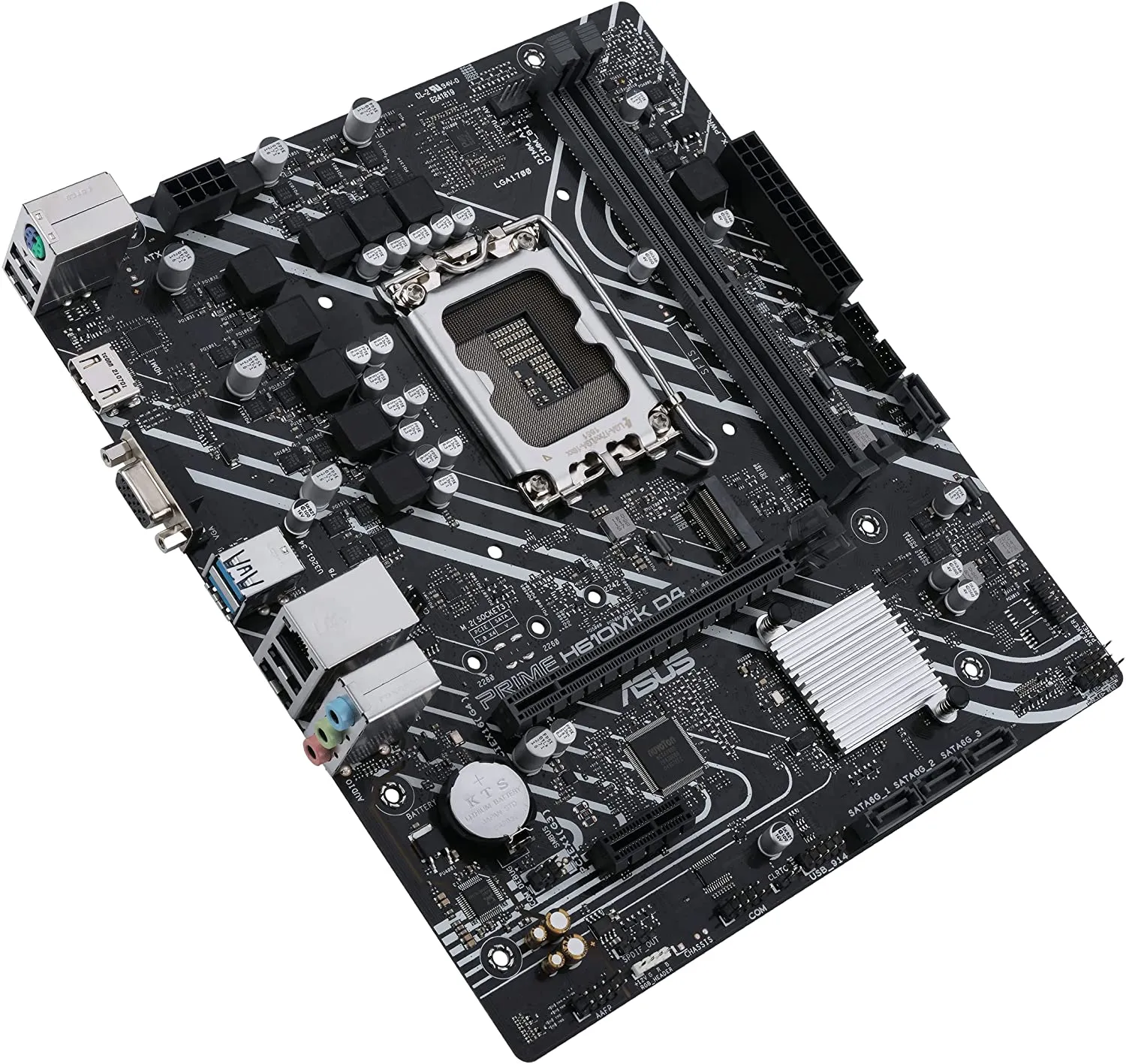 Asus PRIME H610M-K D4 Motherboard, Intel H610, 1700, Micro ATX, 2 DDR4, VGA, HDMI, PCIe4, 1x M.2