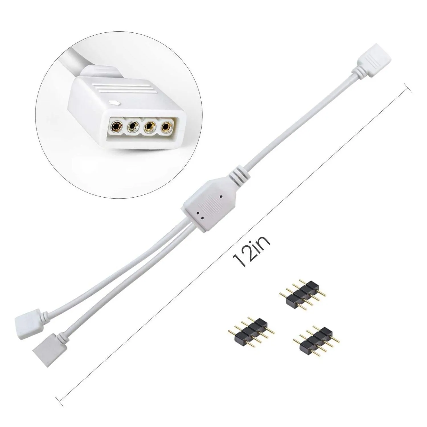 ATOM LED 1 to 2 Ports Female/Male Connection Cable 4 Pin Splitter Cable