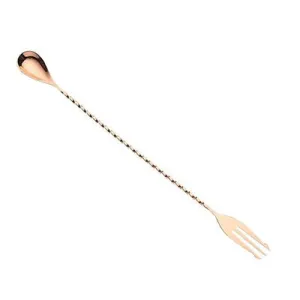 Barfly 12" Bar Spoon with Fork End, Copper Plated