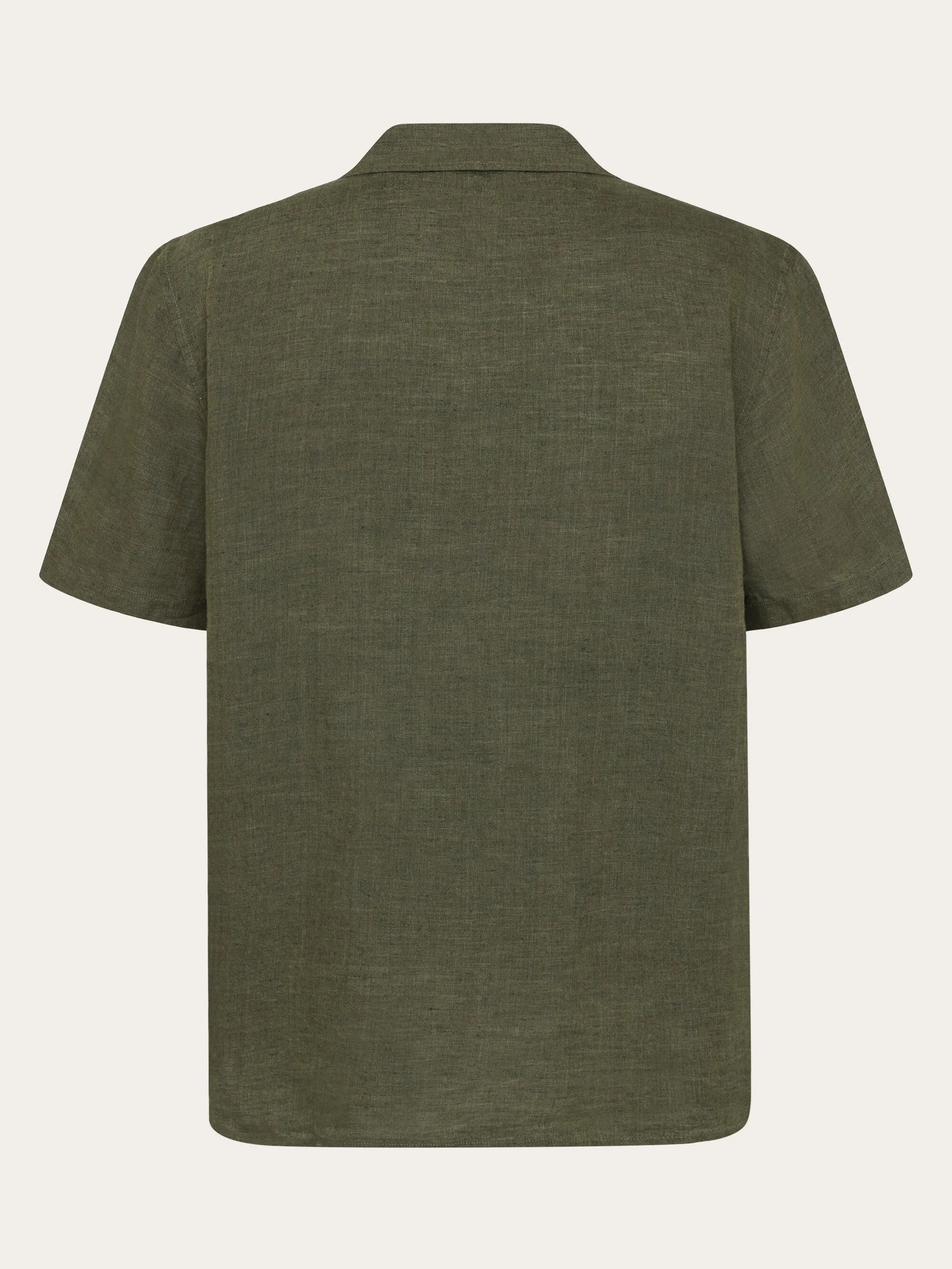 Box fit short sleeved linen shirt - Burned Olive