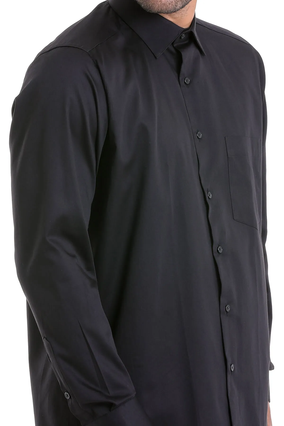 Comfort Fit Long Sleeve 100% Cotton Black Dress Shirt