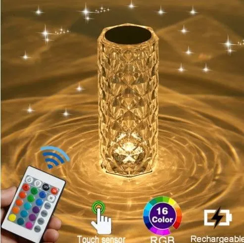 Creative Touch Crystal Diamond Table Lamp Rechargeable