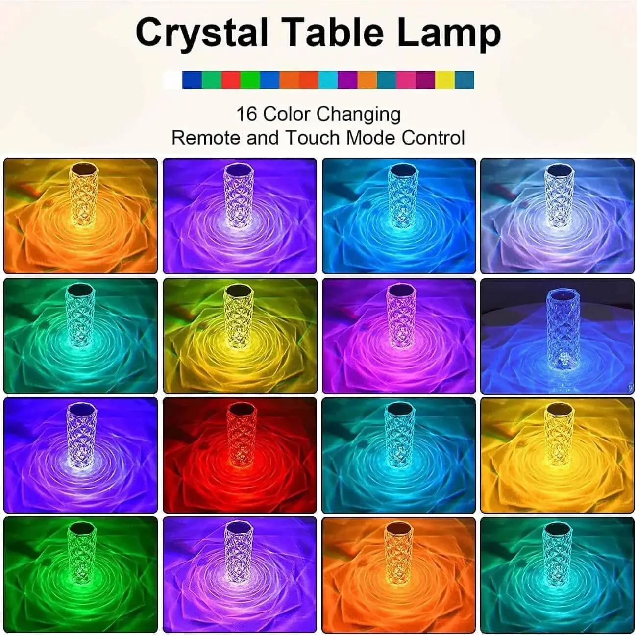 Creative Touch Crystal Diamond Table Lamp Rechargeable