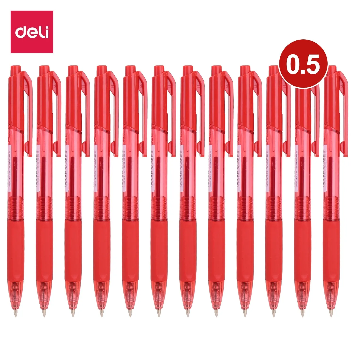 Deli Ball Point Pen Bullet tip 0.5mm - (Red)