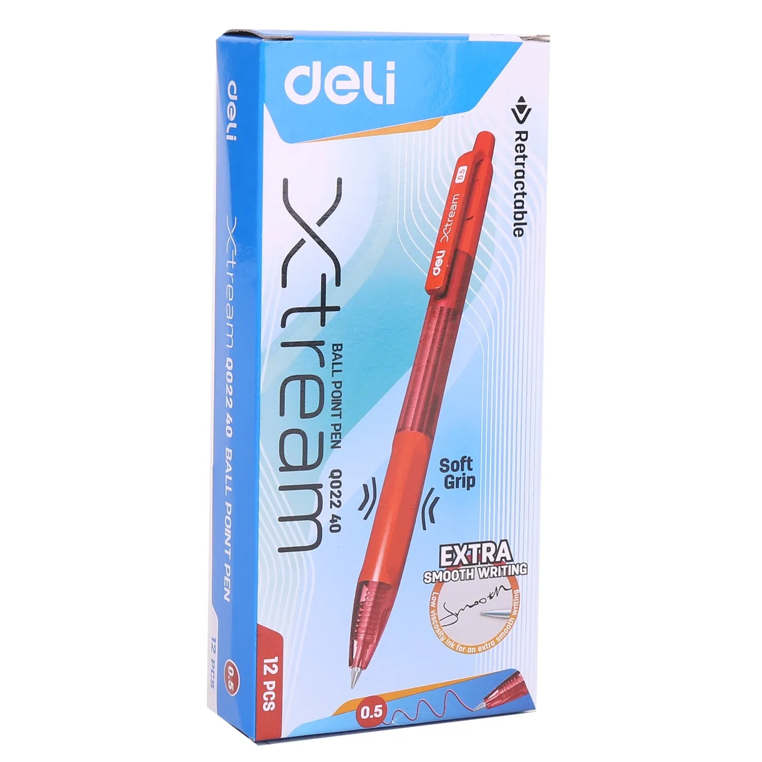 Deli Ball Point Pen Bullet tip 0.5mm - (Red)