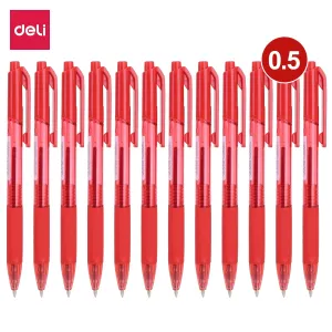 Deli Ball Point Pen Bullet tip 0.5mm - (Red)