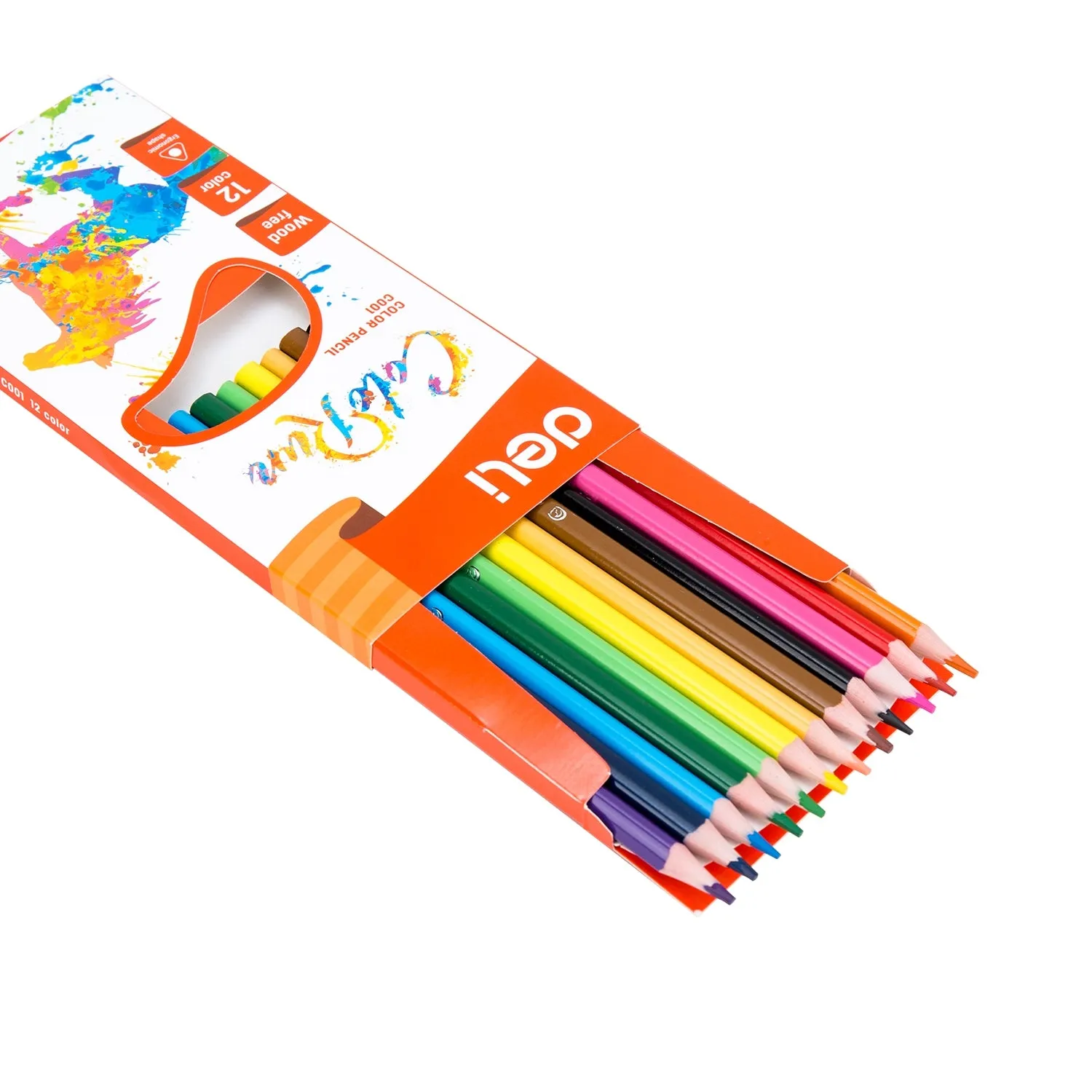 Deli Plastic Colored Pencil Triangle Bright 12C