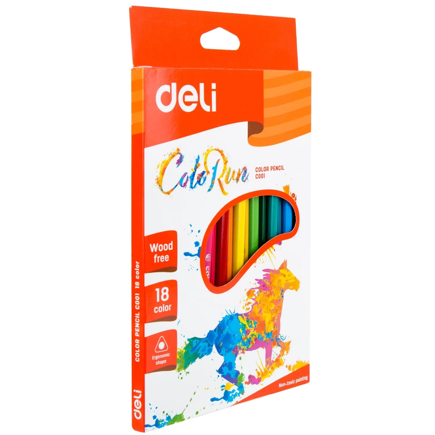 Deli Plastic Colored Pencil Triangle Bright 18C