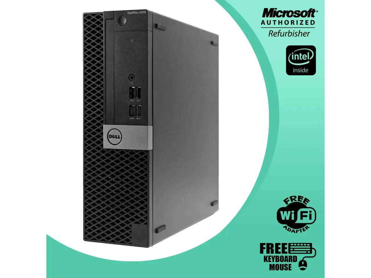 Dell OptiPlex 5050 (SFF) - Intel Core i5-6500 Quad Core @ 3.2 GHz (6th Gen), 8GB RAM, 256GB SSD, USB 3.0, HDMI, DisplayPort x2, VGA, Windows 10 Pro, (Wi-Fi, Keyboard & Mouse) Certified Refurbished, 1 Year Warranty