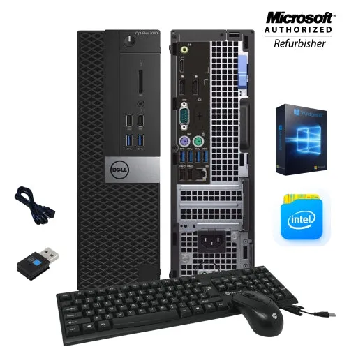 Dell OptiPlex 7040 (SFF) Desktop | Intel i5-6500 (6th Gen) Quad-Core @ 3.20 GHz, 8GB RAM, 256GB NVMe M.2 SSD, USB 3.0 & HDMI, DisplayPort, Wi-Fi, Bluetooth, Keyboard & Mouse, RJ-45 (LAN Port), Windows 10 Pro | Certified Refurbished - 1 Year Warranty