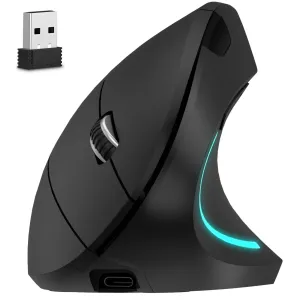 Delton S12 Ergonomic Vertical Rechargeable Wireless Mouse with Auto Pair USB Dongle