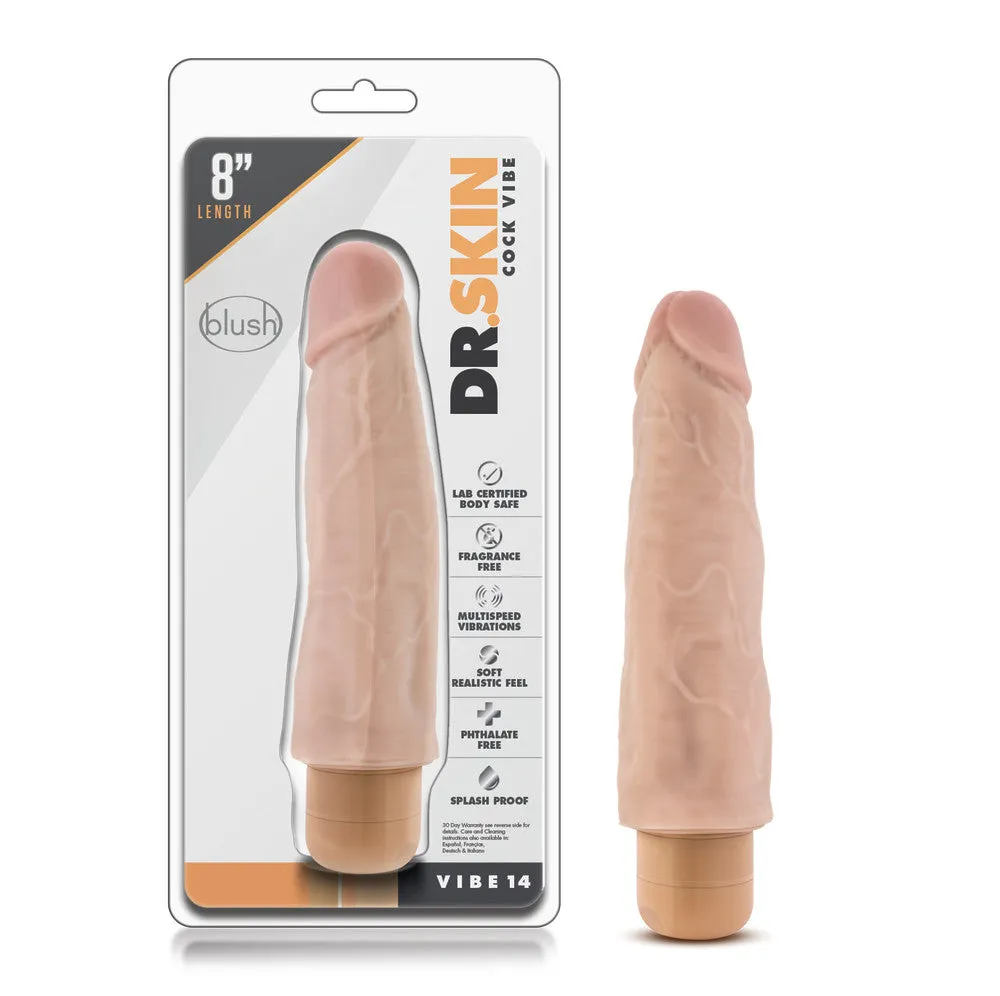 Dr. Skin By Blush® | Cock Vibe 14 Realistic Beige 8-Inch Long Vibrating Dildo