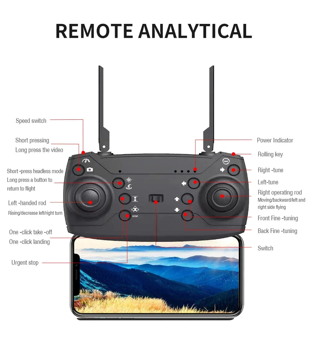 E88 Professional Wide Angle RC Drone