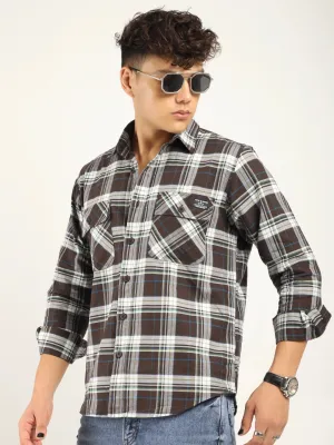 Einar Coffee Check Full Sleeve shirt