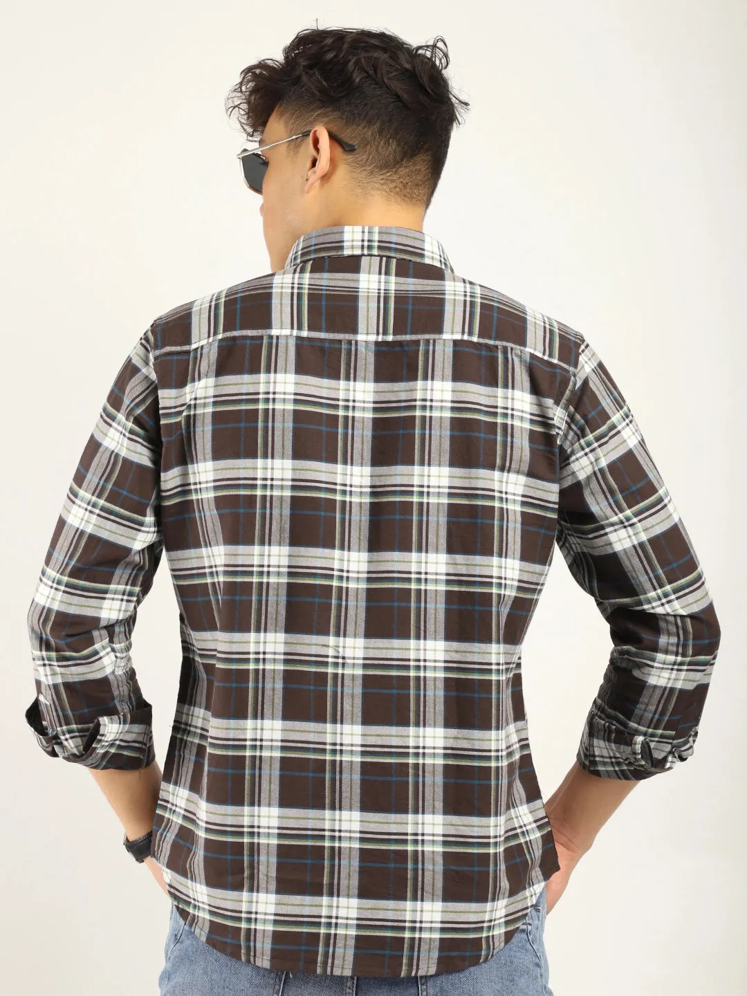 Einar Coffee Check Full Sleeve shirt