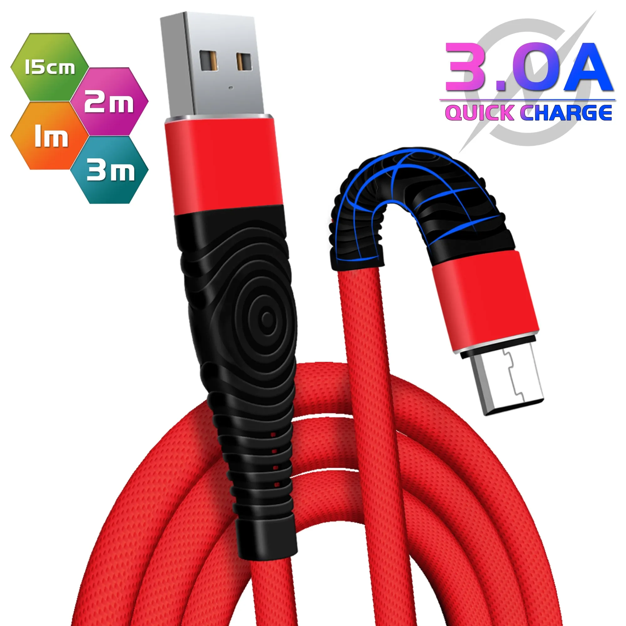 Heavy Duty Nylon Braided Micro USB Cable for Data Sync and Fast Charging