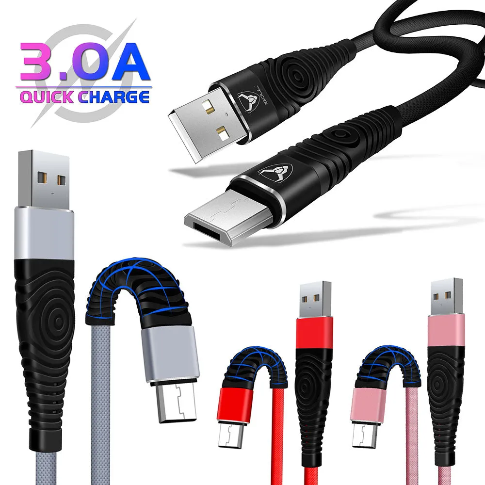 Heavy Duty Nylon Braided Micro USB Cable for Data Sync and Fast Charging