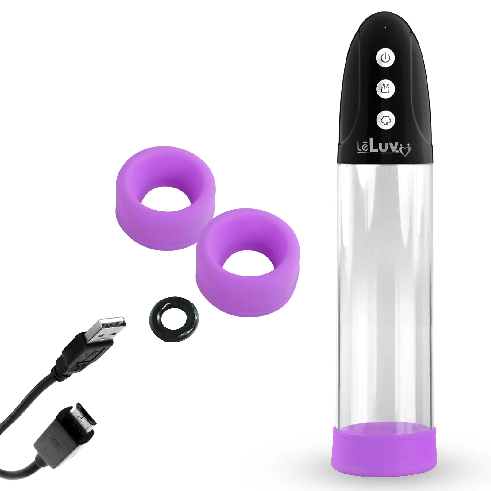 iPump 3-Speed Rechargeable Penis Pump with Donut Cock Ring & 3 Premium Sleeves