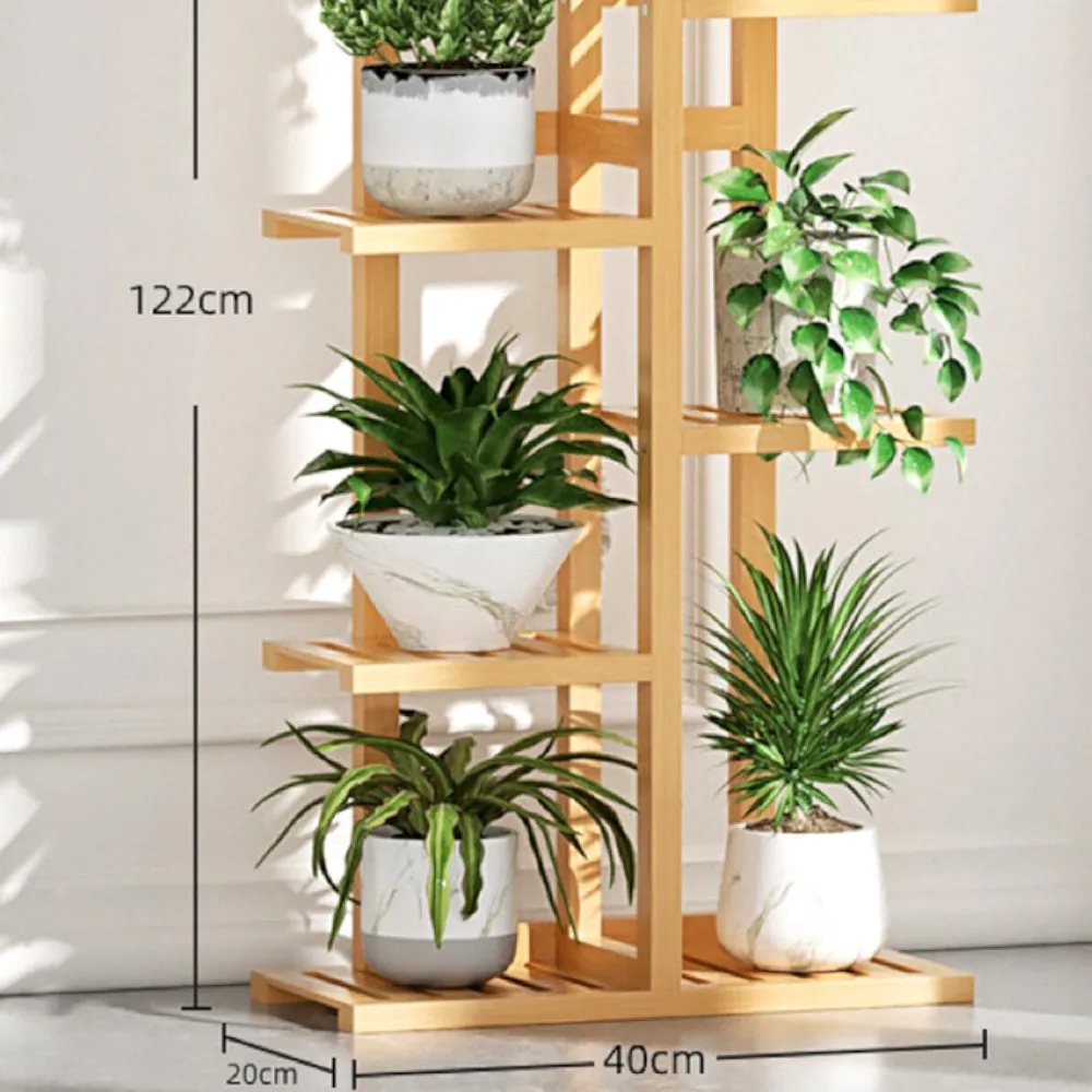 Large Capacity Bamboo Plant Stand Rack, 6 Tier - Noveden