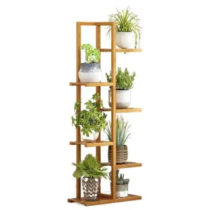 Large Capacity Bamboo Plant Stand Rack, 6 Tier - Noveden