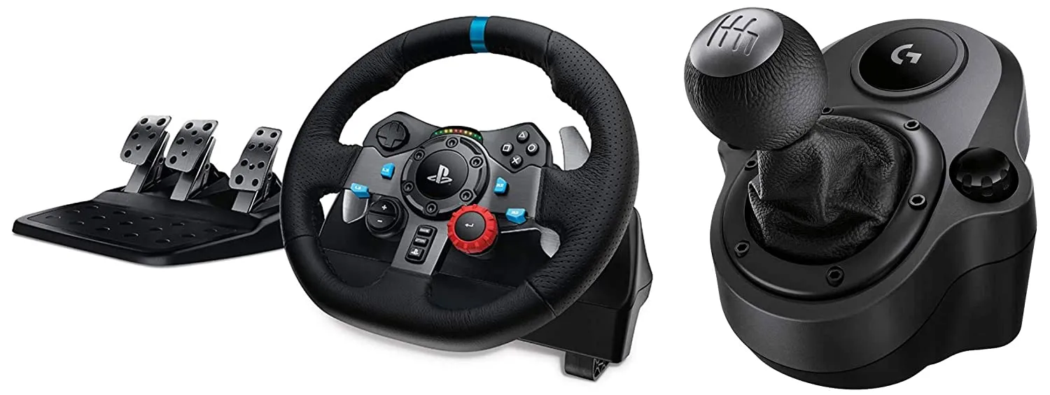 Logitech G Driving Force Racing Wheels Shifter for G29, G920 & G923, 6 Speed, Push Down Reverse Gear, Steel and Leather Construction - Black