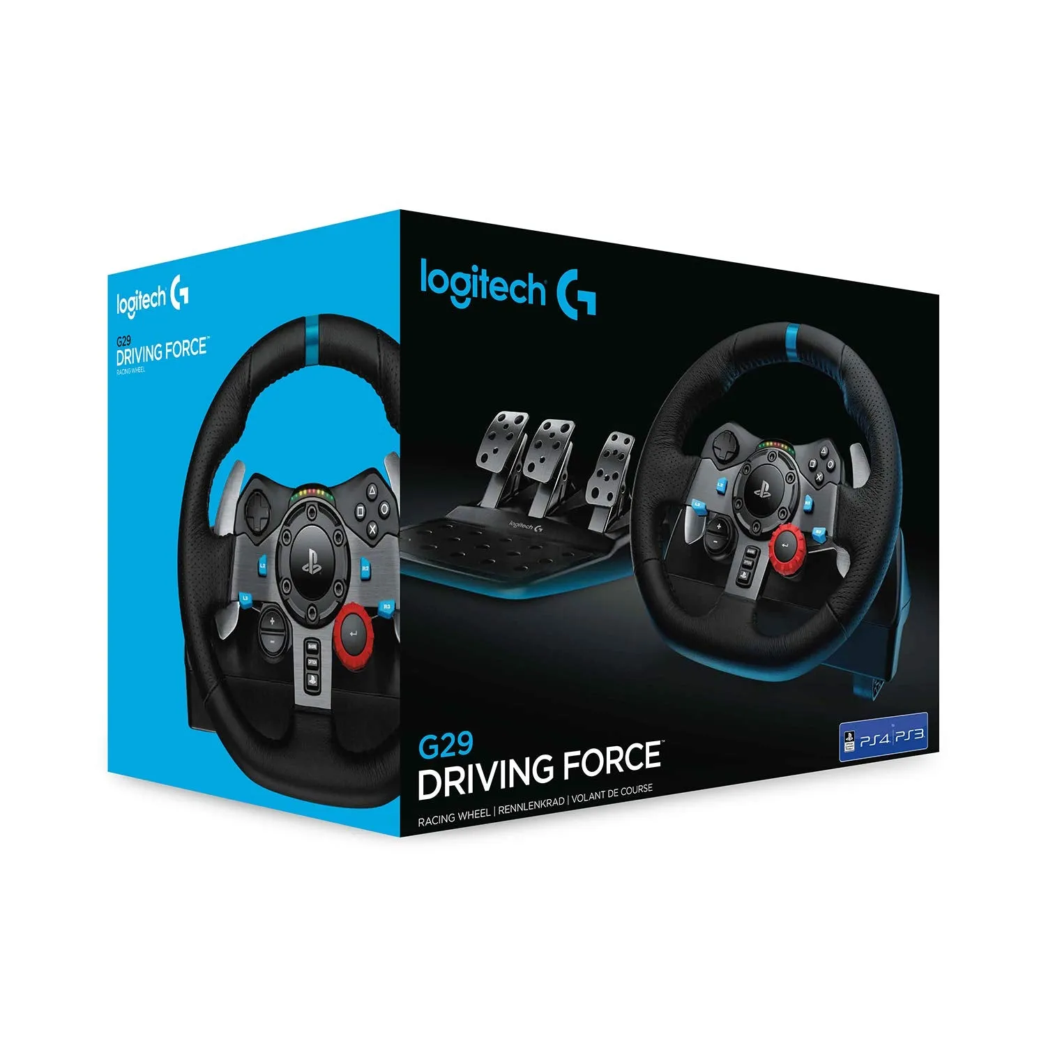 Logitech G29 Driving Force Racing Wheel and Floor Pedals, Real Force, Stainless Steel Paddle Shifters, Leather Steering Wheel Cover, Adjustable Floor Pedals, PS5/PS4/PS3/PC/Mac – Black