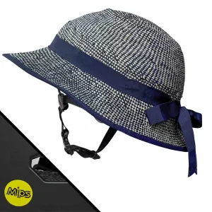 MIPS Helmet   Shibori Blue Straw Hat Bike Helmet Cover