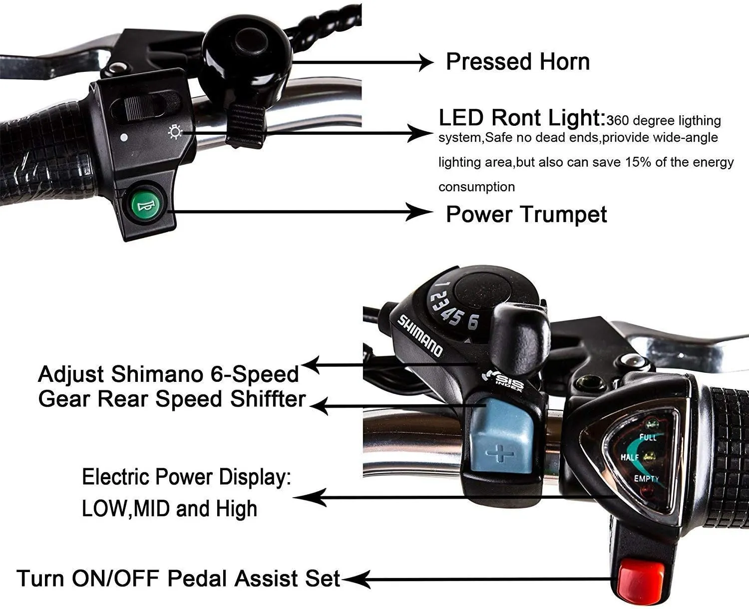 NAKTO 250W, 20 MPH with 36V10.5Ah Lithium Battery Ebike