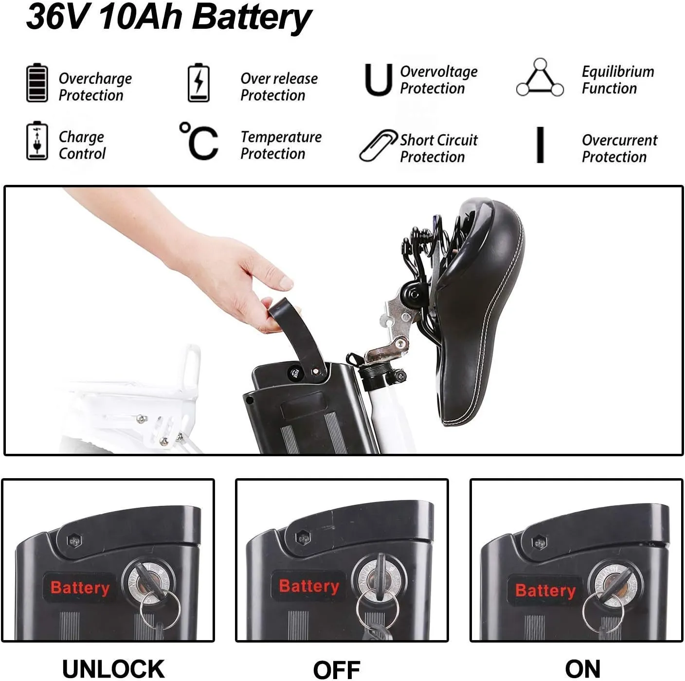 NAKTO 250W, 20 MPH with 36V10.5Ah Lithium Battery Ebike