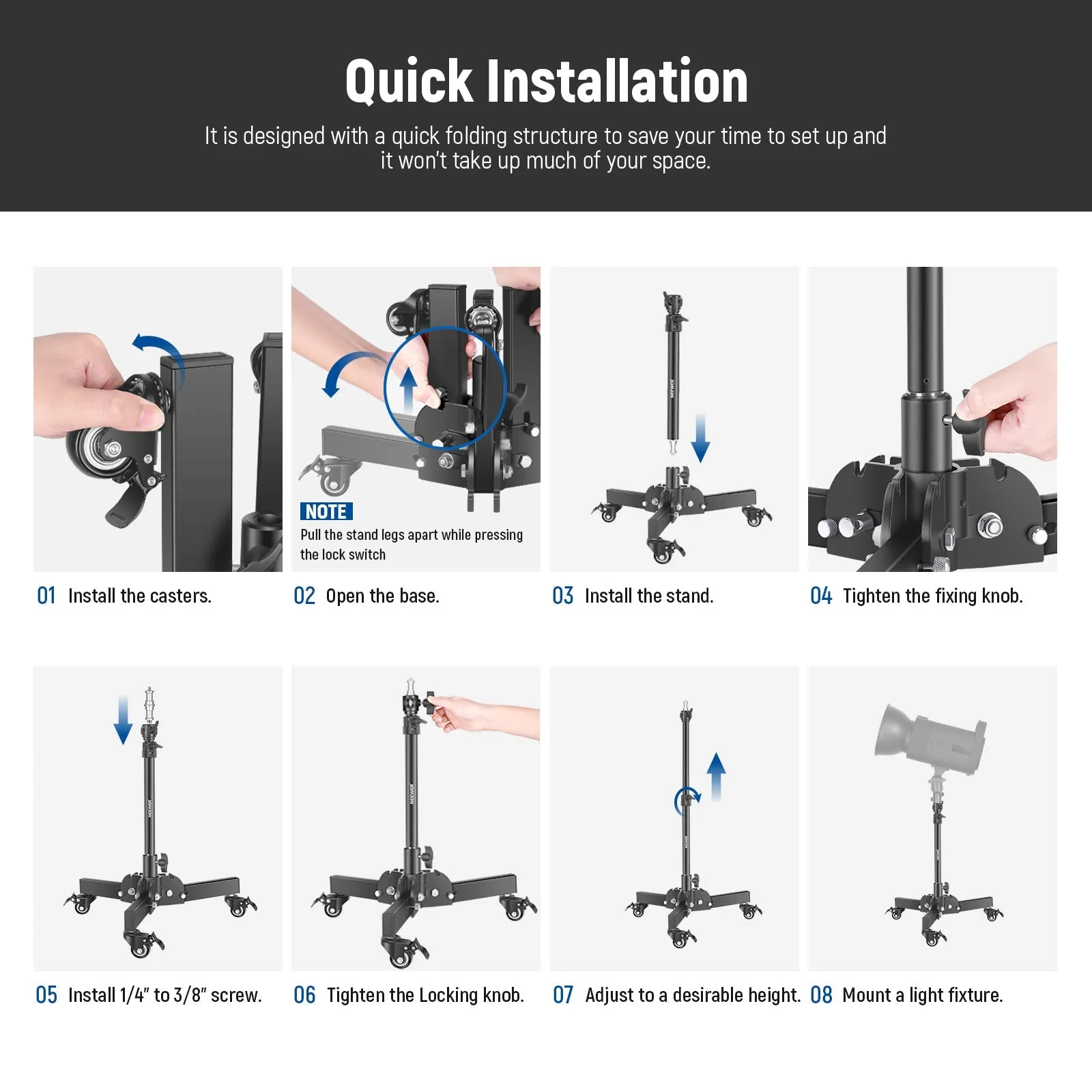 NEEWER 72cm Dolly Heavy Duty Light Stand