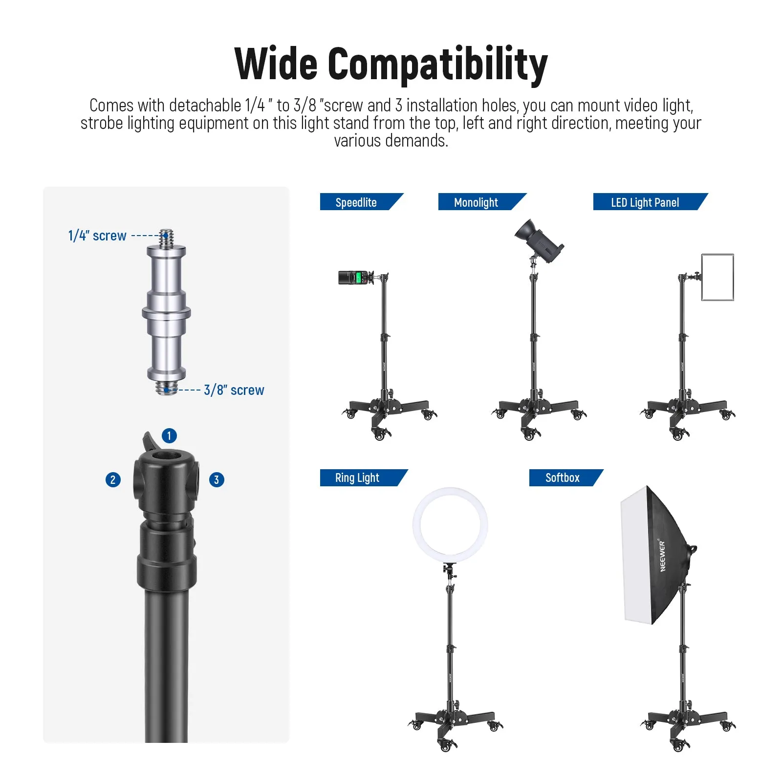 NEEWER 72cm Dolly Heavy Duty Light Stand