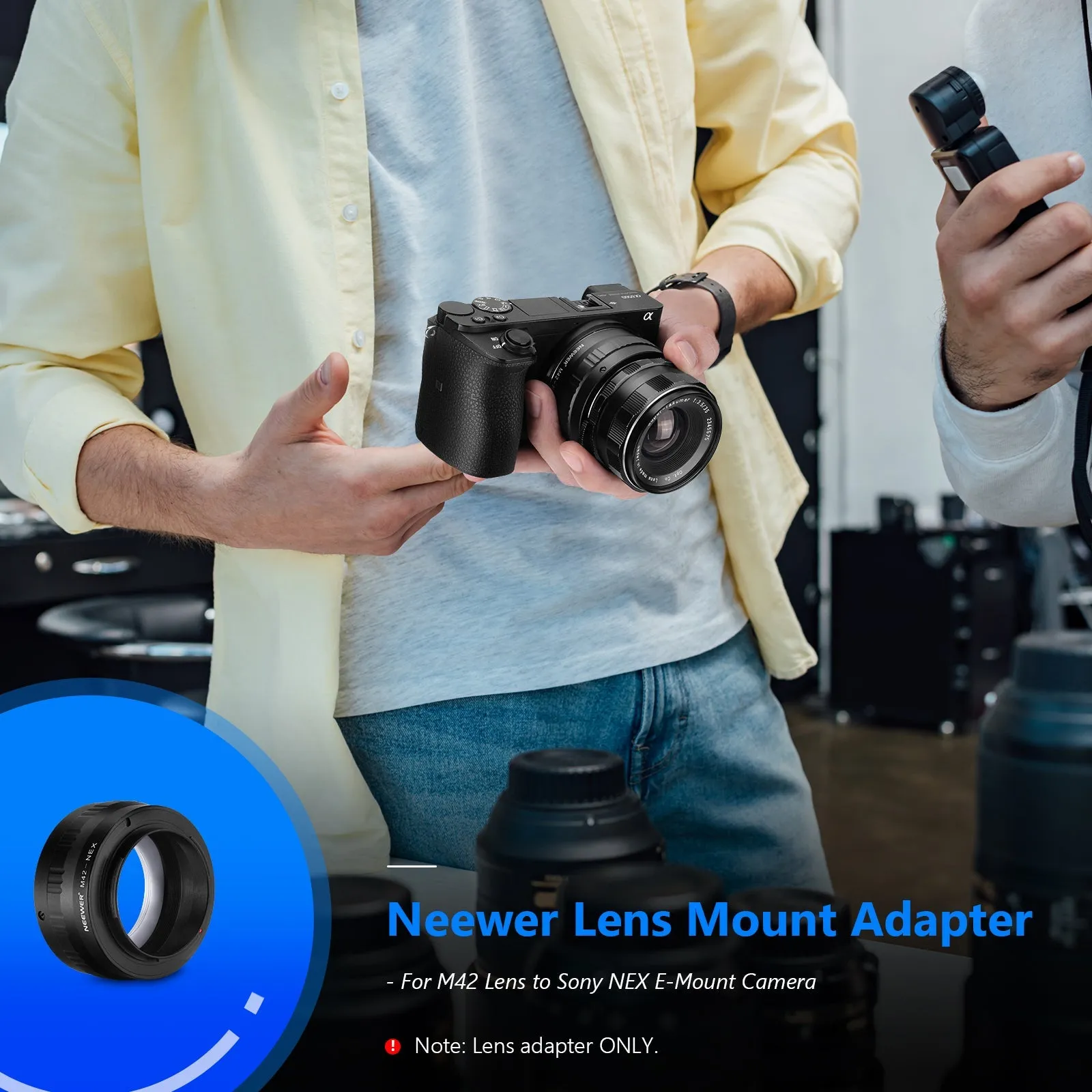 NEEWER Adjustable M42 Screw Lens to Sony NEX E-Mount Camera Mount Adapter